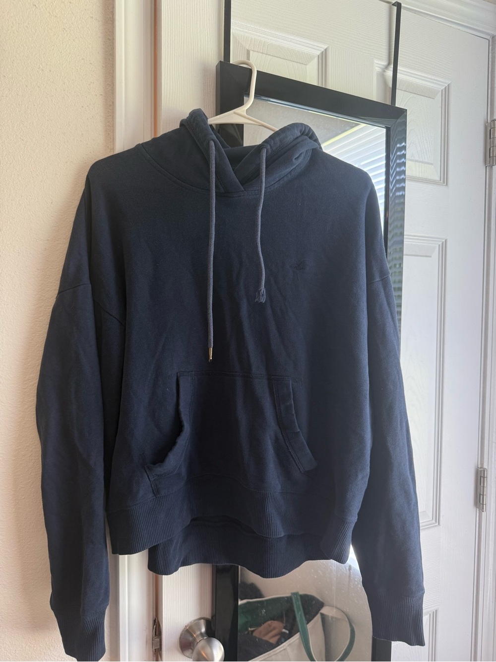 Hollister Navy Hoodie Pullover with Kangaroo Pocket